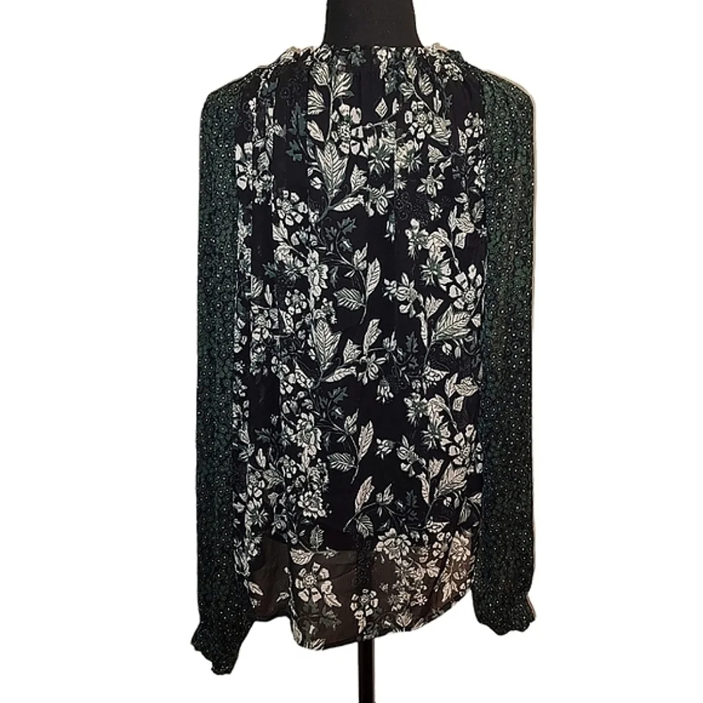 Free People Floral Pheasant Top With Poet Sleeves